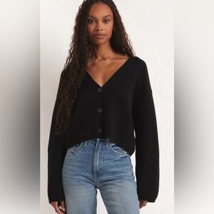 Z Supply Black V-Neck Button Sweater cardigan - size M